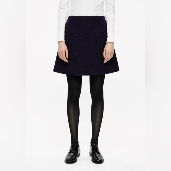 COS Wool Mini Skirt Navy - Picture 3 of 8